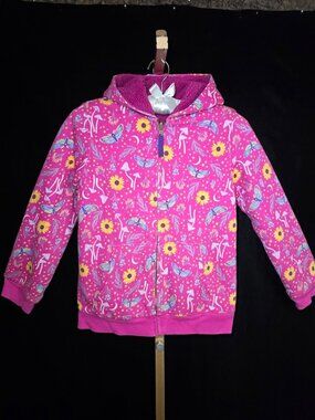 Lands' End Kids Reversible Sherpa Fleece Hoodie in Pink L (10-12)